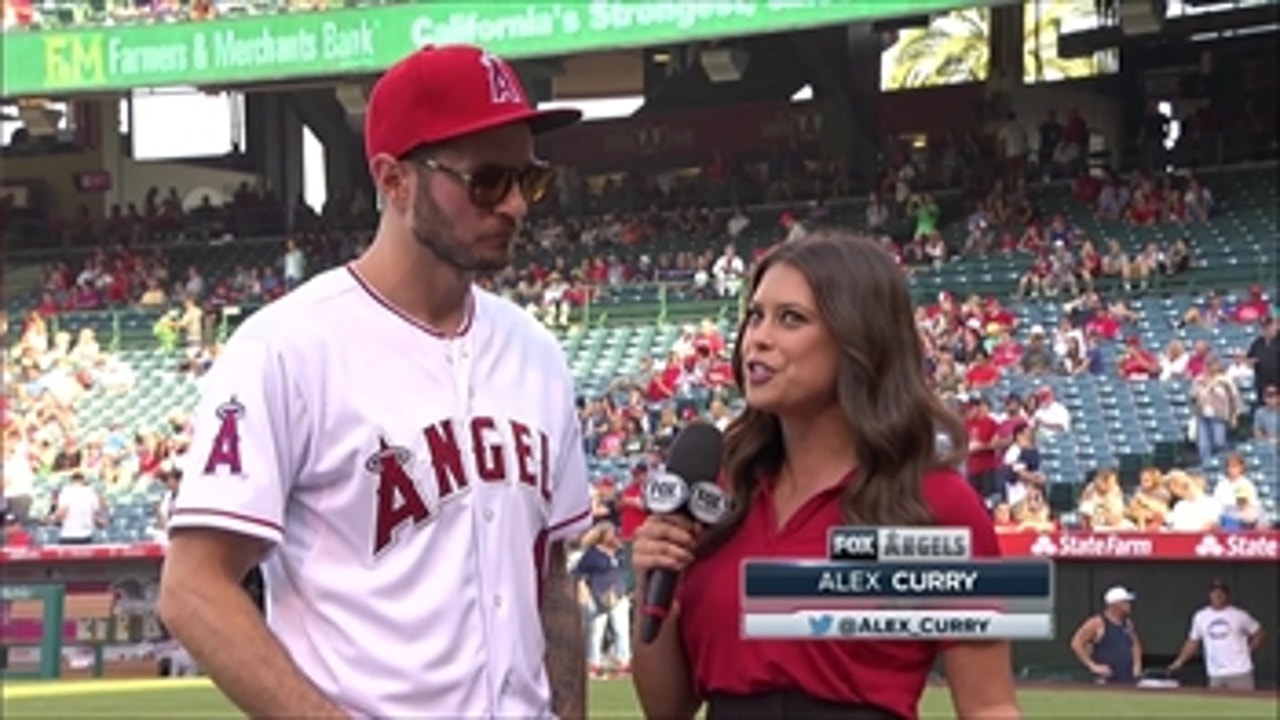 Angels Live: JJ Redick prepares to throw out the first pitch at Angel Stadium