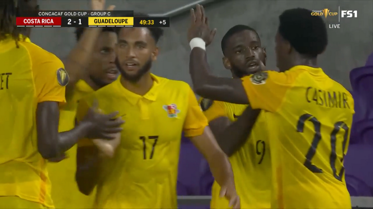 Raphael Mirval's tap in helps Guadeloupe get back in the game vs. Costa Rica, 2-1