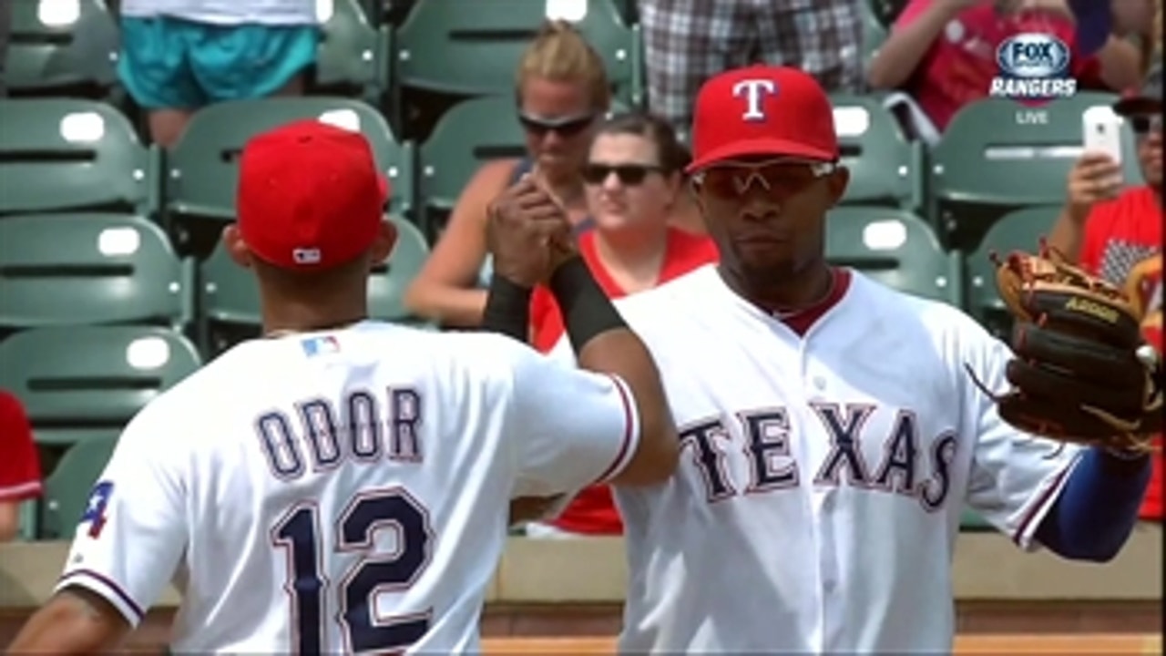 Andrus and Odor Celebrate a Rangers Win