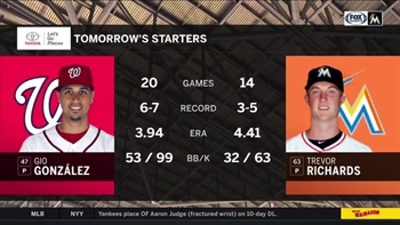 Marlins send RHP Trevor Richards to the mound for Game 3 vs. Nationals