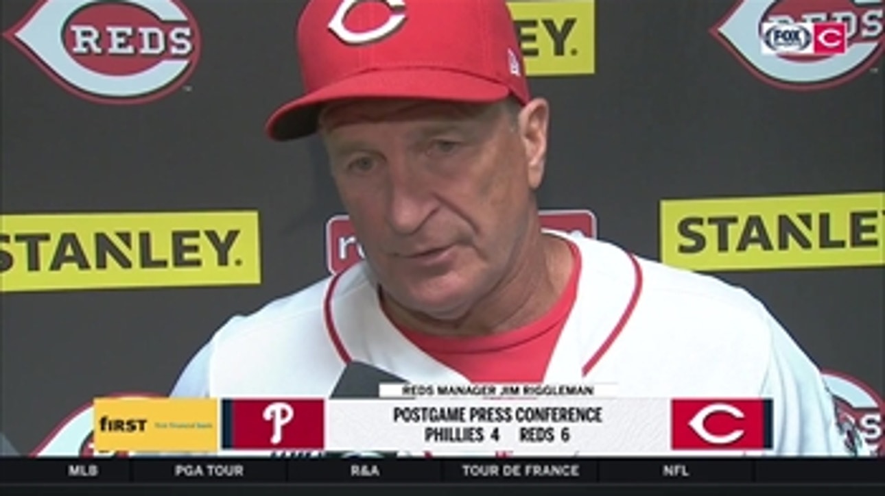 Jim Riggleman explains his decision to pull starter Anthony DeSclafani after 87 pitches