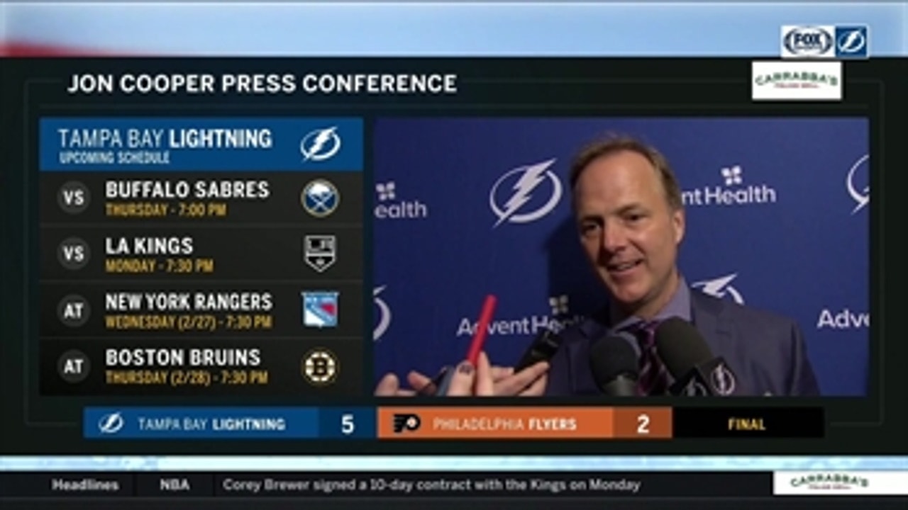 Jon Cooper recaps how Lightning put Flyers on their heels early to get the win in Philly