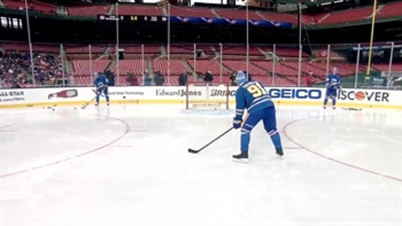Tarasenko showcases shooting accuracy at Blues Skills Competition