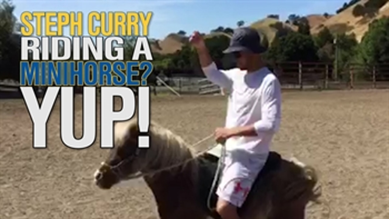 Steph Curry riding a mini horse? Yup!