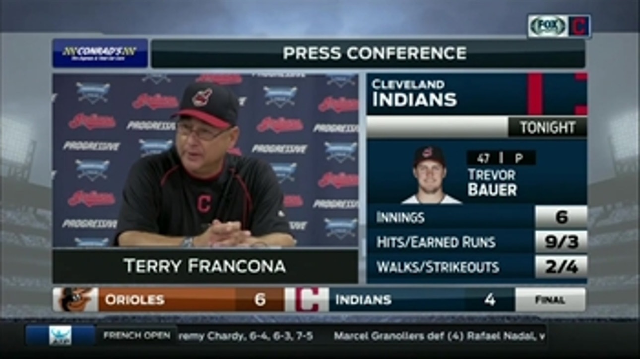 Despite loss, Francona is proud of how Bauer and lineup fought back