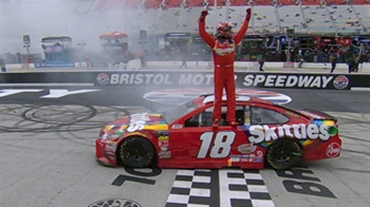 Kyle Busch holds off Kyle Larson for second straight win | 2018 BRISTOL | FOX NASCAR