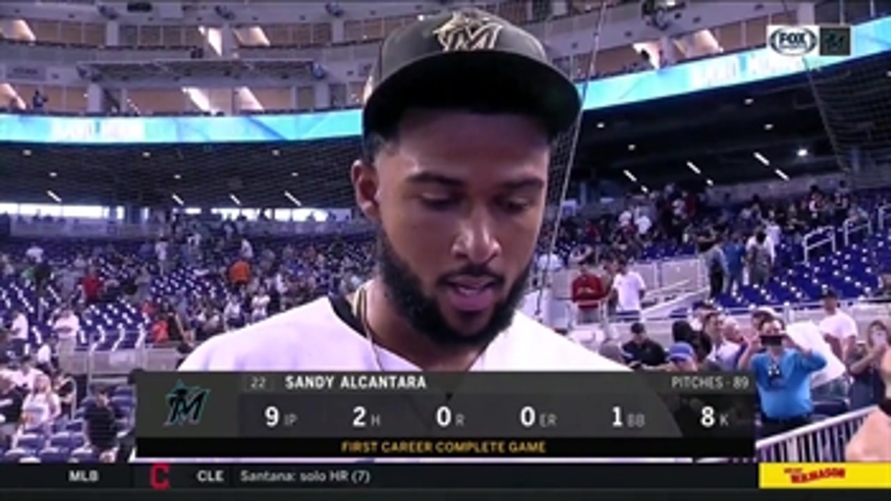 Marlins righty Sandy Alcántara on his 1st career complete game, shutting out Mets