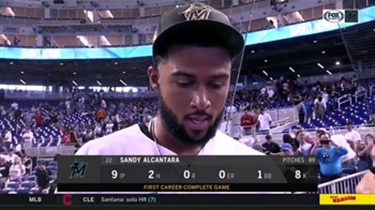 Marlins righty Sandy Alcántara on his 1st career complete game, shutting out Mets