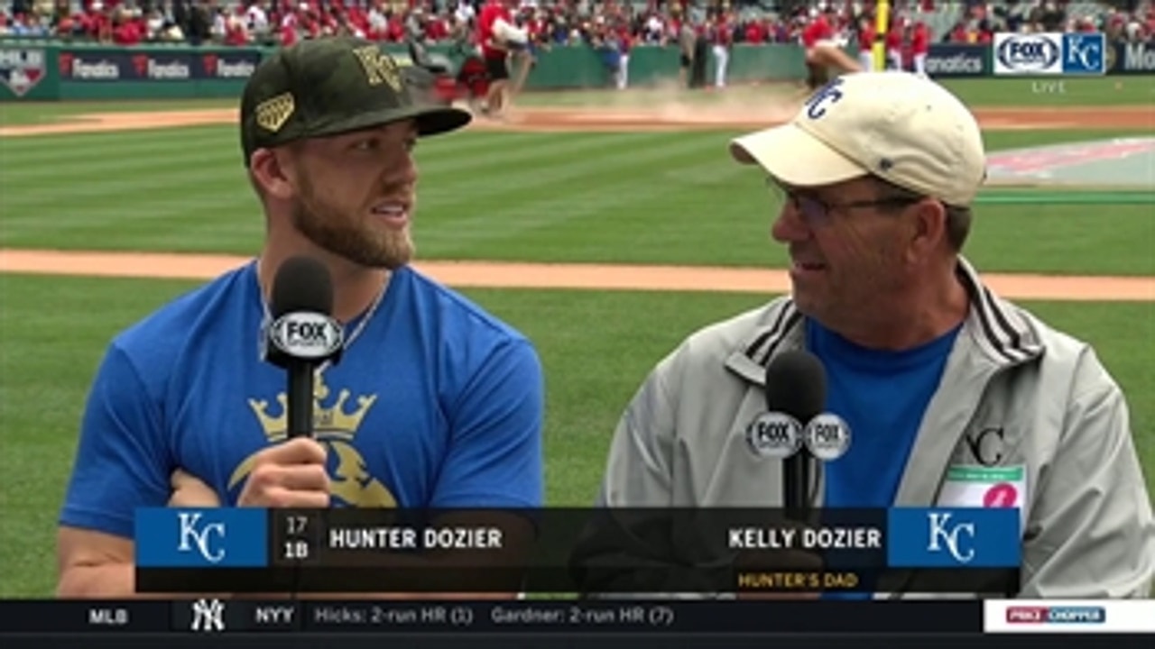 Hunter Dozier on dad taking BP: 'It was pretty cool to actually see him swing'