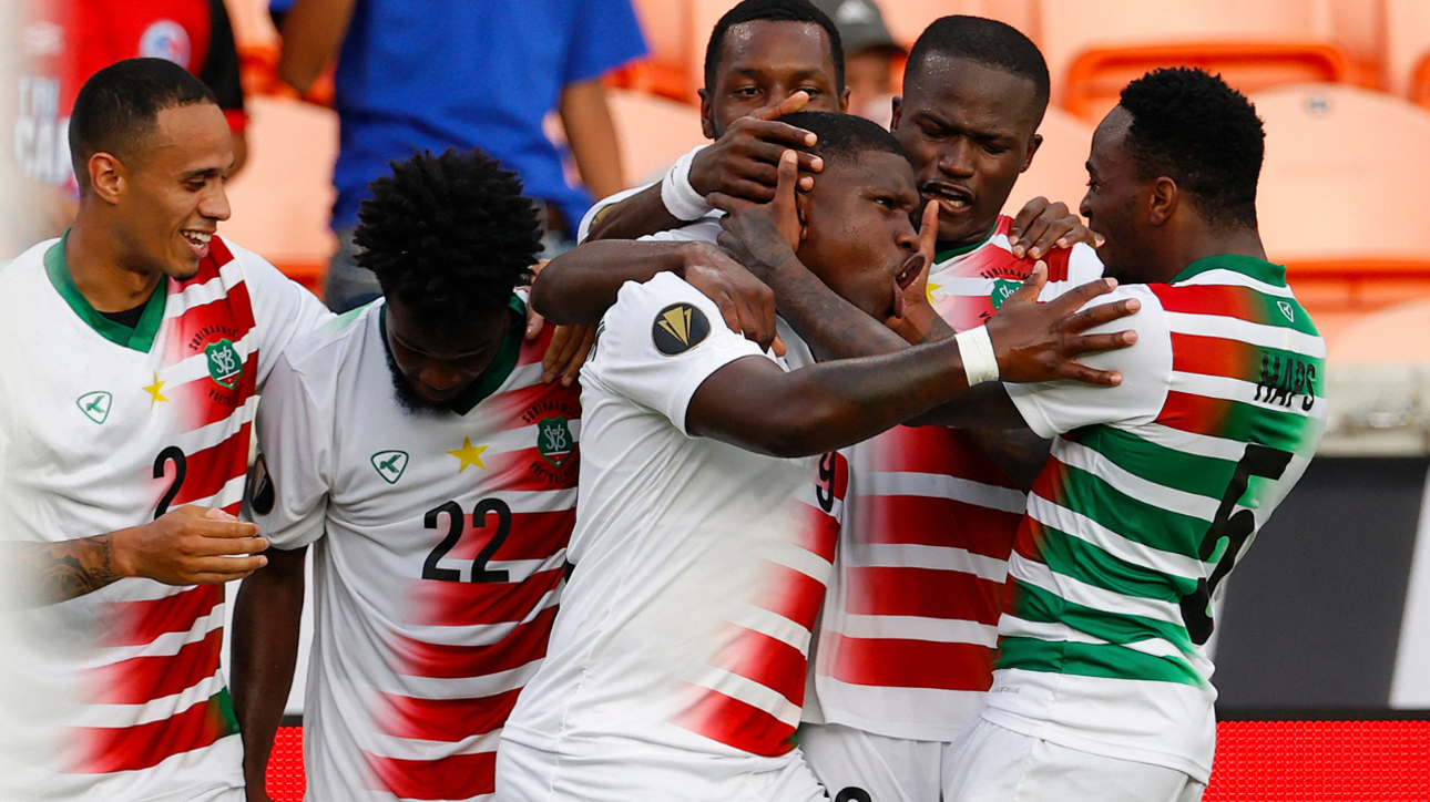 Suriname tops Guadeloupe, 2-1 in wild game featuring two red cards, four crossbars, a fight