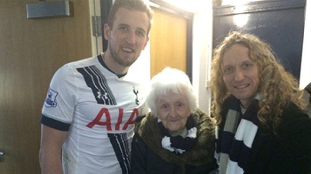 Harry Kane meets 101-year-old Spurs season ticket holder
