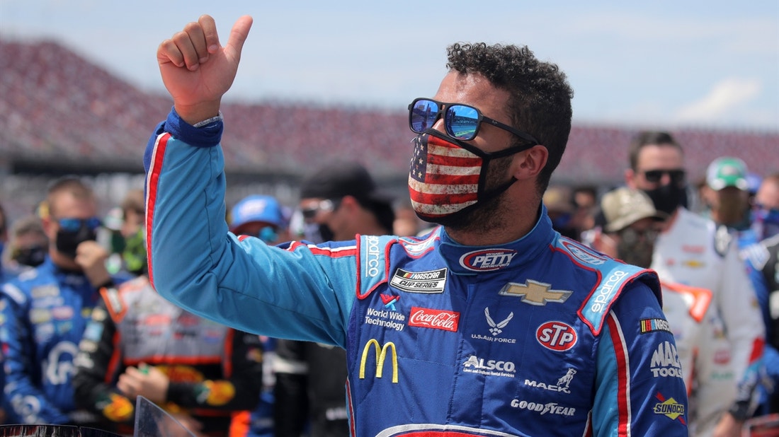 Bubba Wallace emotional as NASCAR's drivers, Richard Petty stand with him at Talladega