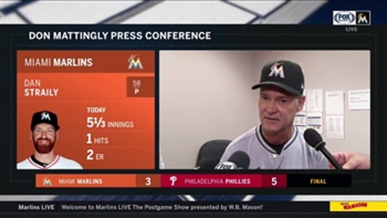 Don Mattingly on starting pitcher Dan Straily's outing, facing All-Star Aaron Nola