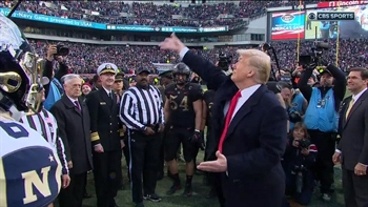 President Donald Trump handles coin toss before Army-Navy game