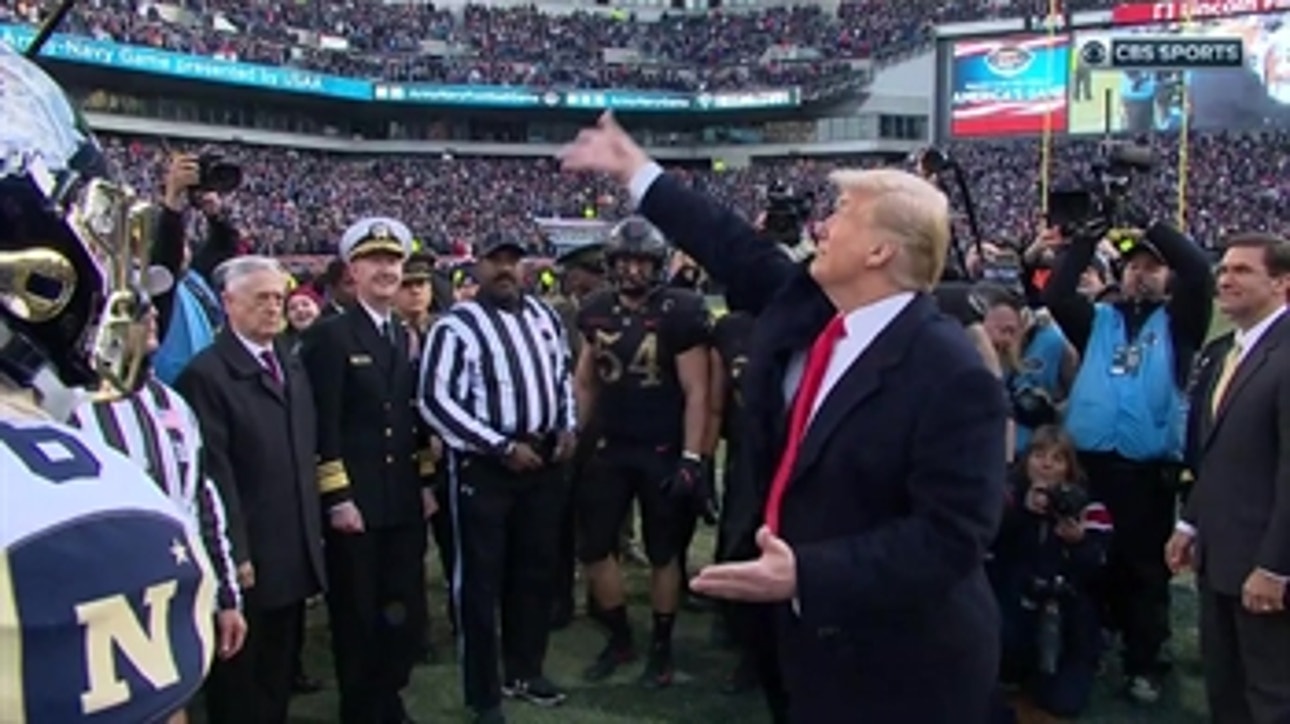 President Donald Trump handles coin toss before Army-Navy game