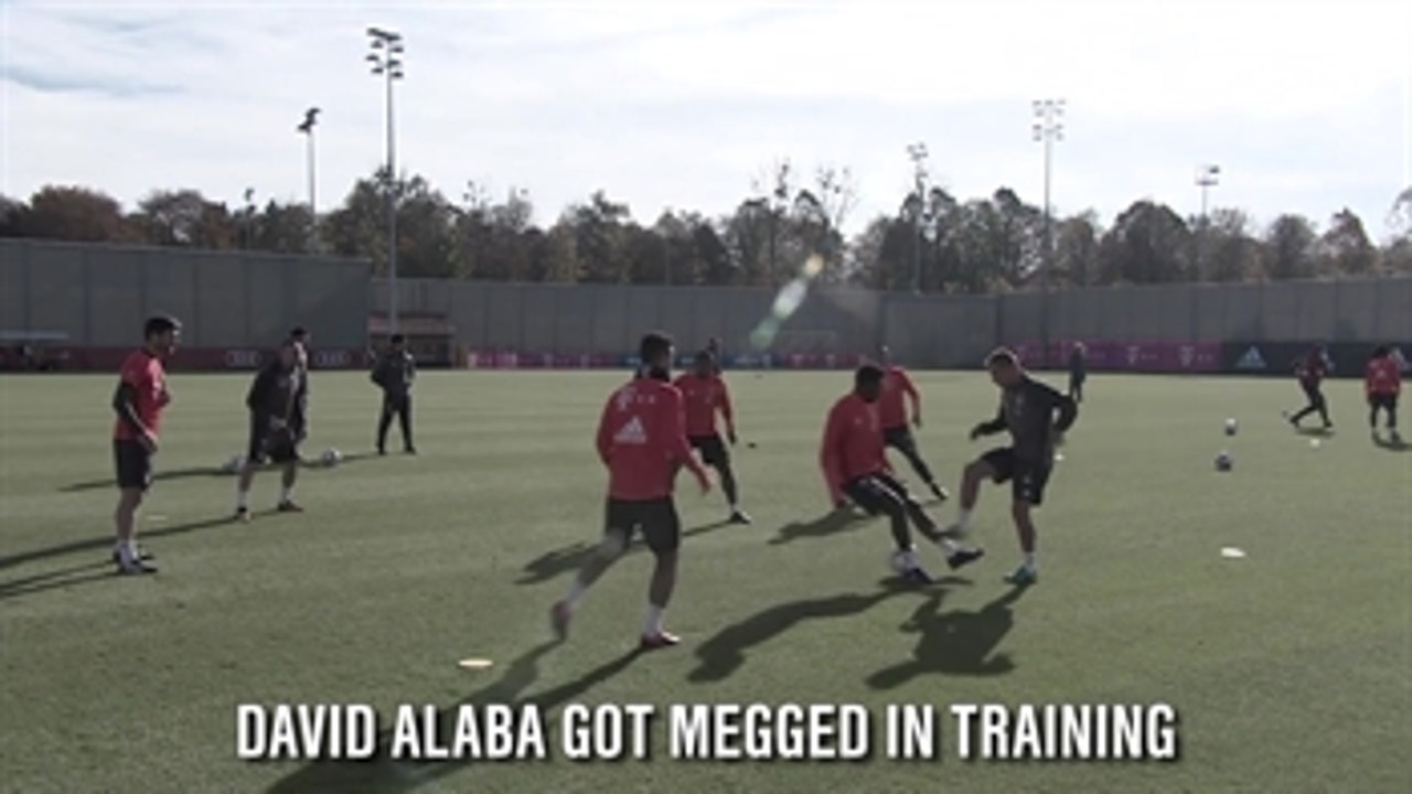 David Alaba gets nutmegged in training