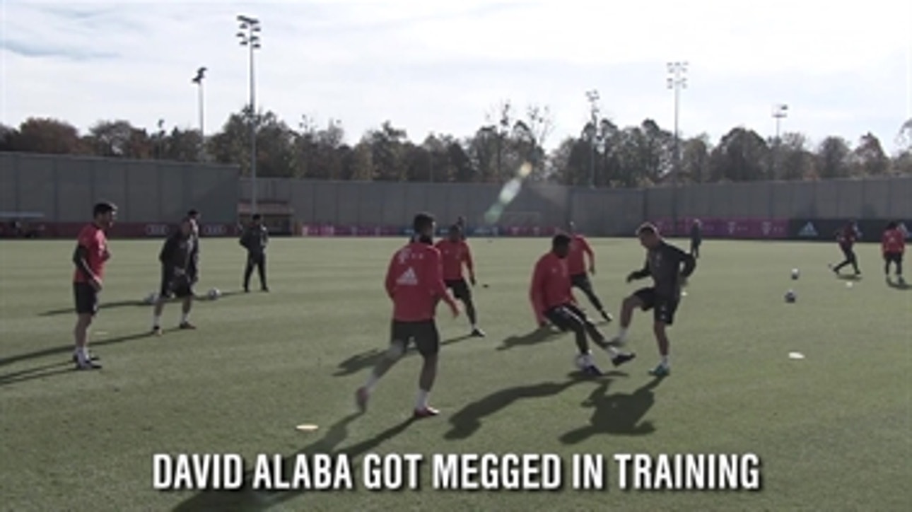 David Alaba gets nutmegged in training