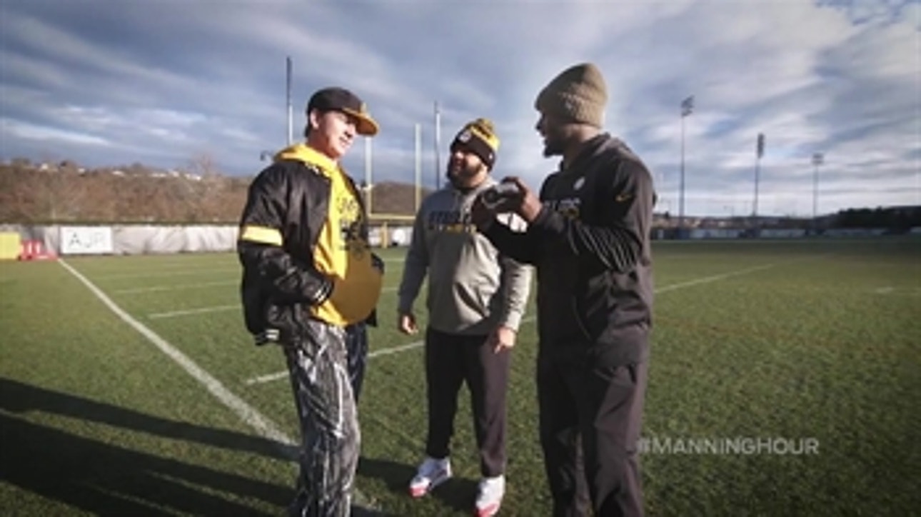 Cooper Manning introduces Le'Veon Bell to Lil' Coop