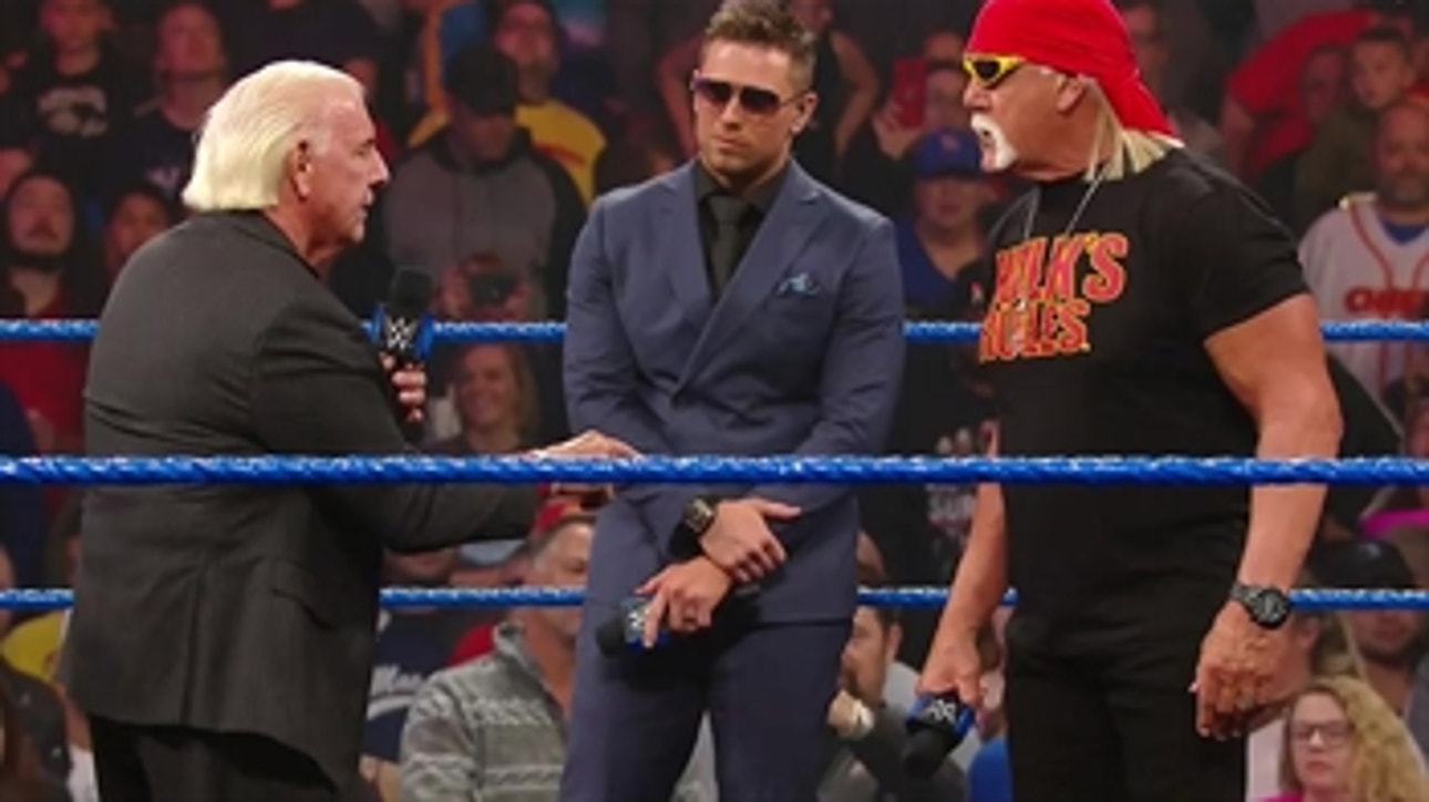 Hulk Hogan and Ric Flair talk trash before Team Hogan and Team Flair brawl