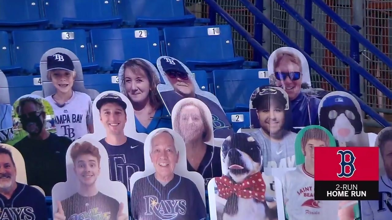 Rays fan cutout gets plunked by Red Sox HR