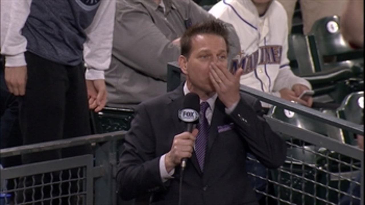Patrick O'Neal snacks on toasted grasshoppers at Safeco Field
