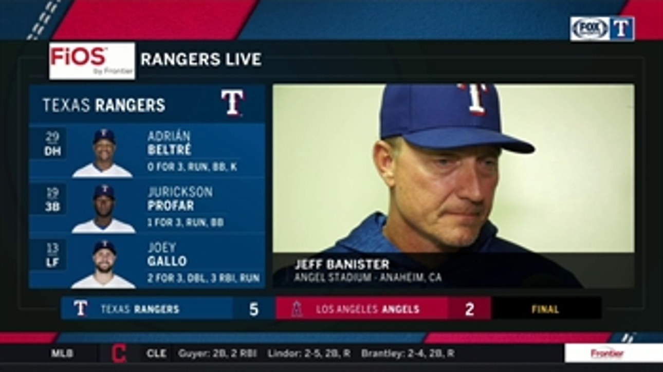 Jeff Banister talks Joey Gallo's night at the plate in win over LA