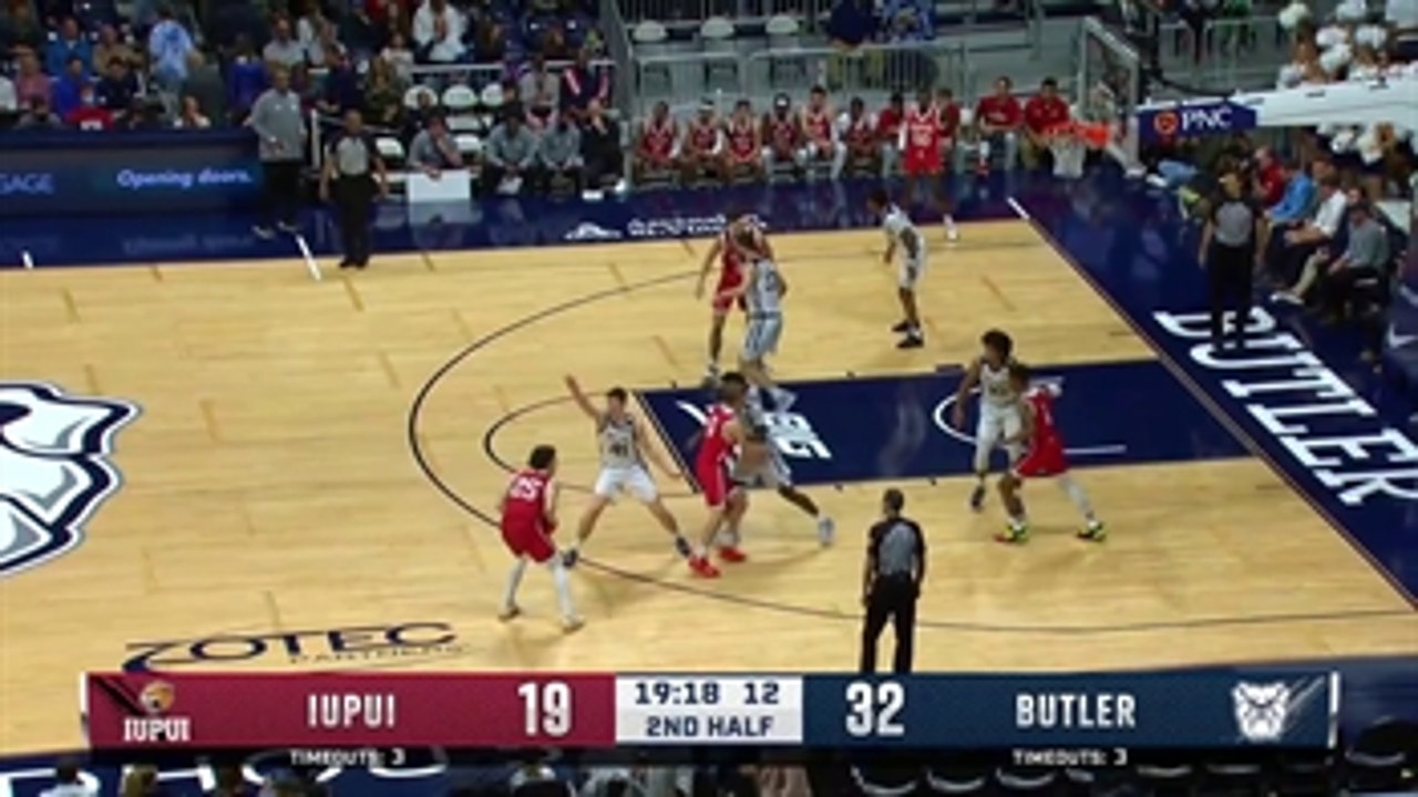 Simas Lukosious drains a three-pointer to start Butler's second half after dominant first