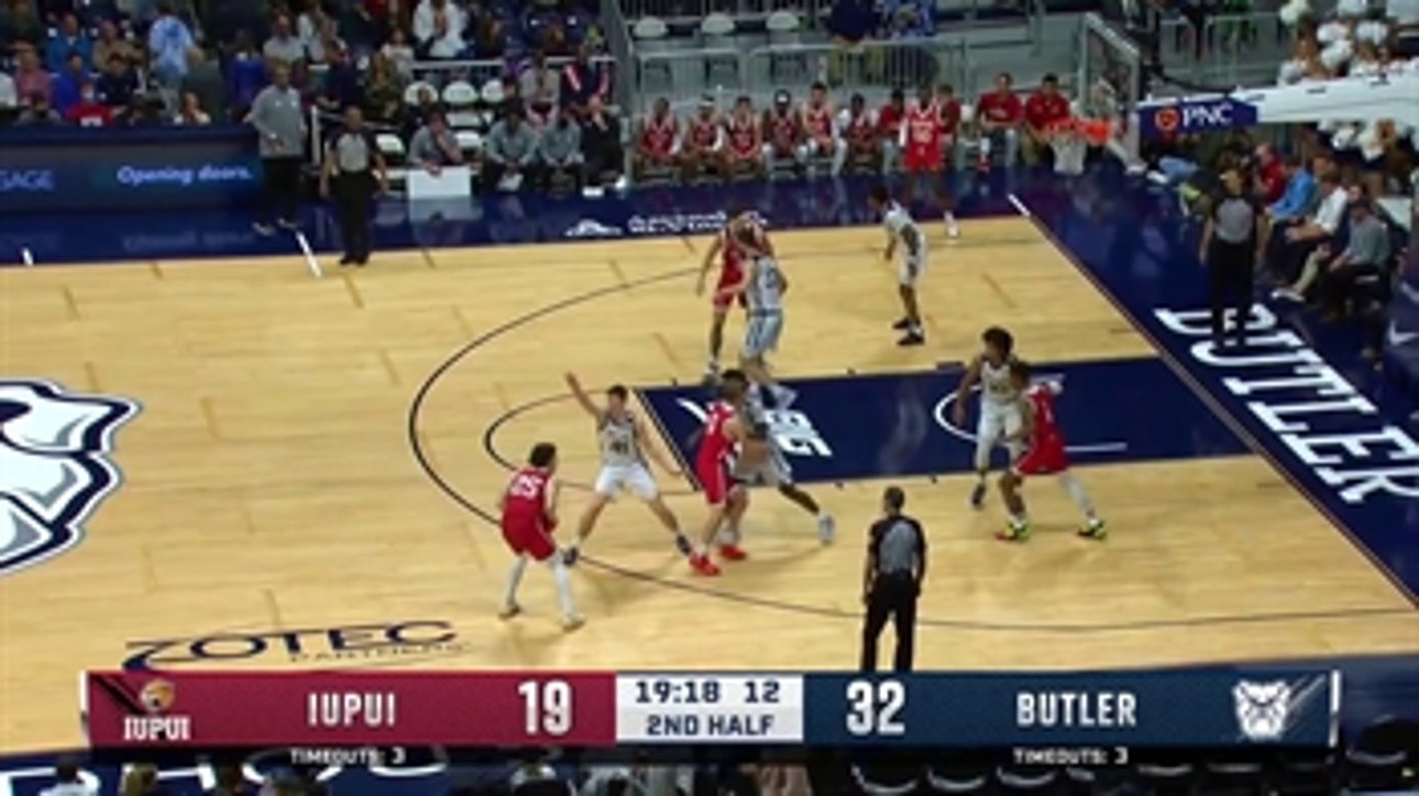 Simas Lukosious drains a three-pointer to start Butler's second half after dominant first