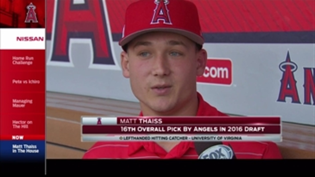Alex Curry chats with Angels' first-round draft pick Matt Thaiss