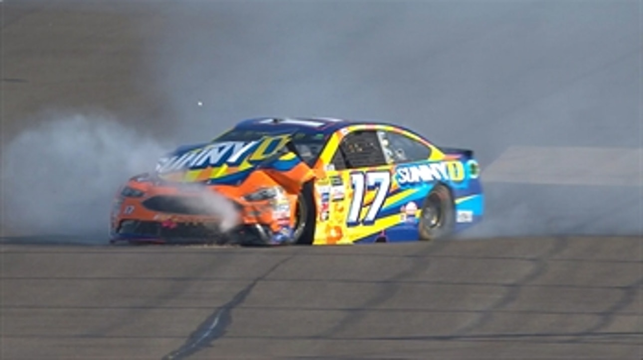 Ricky Stenhouse Jr. crashes hard into the inside wall | 2017 BRICKYARD 400