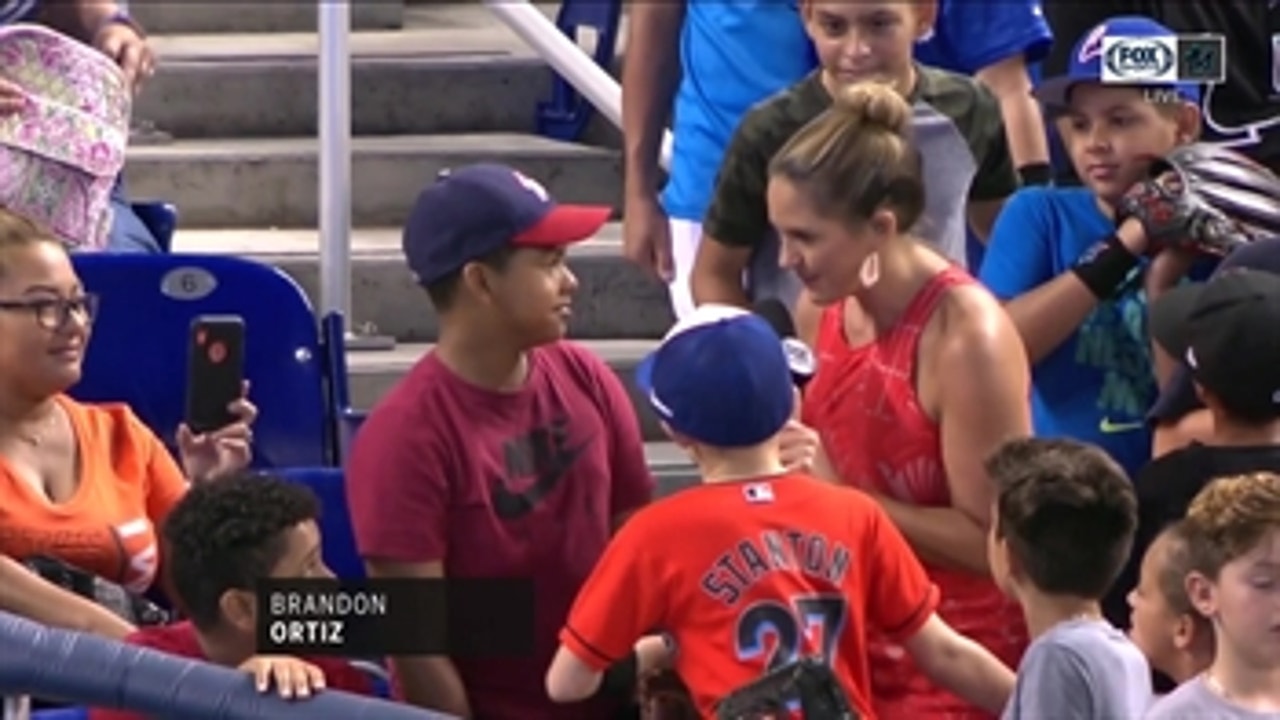 Marlins' fan Brandon Ortiz catches not 1 but 2 foul ball's in the same at-bat