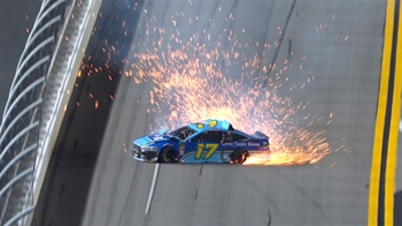 Ricky Stenhouse Jr. blows a tire and spins through the tri-oval | 2018 DAYTONA
