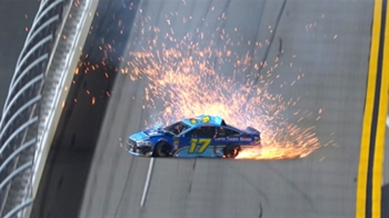 Ricky Stenhouse Jr. blows a tire and spins through the tri-oval ' 2018 DAYTONA