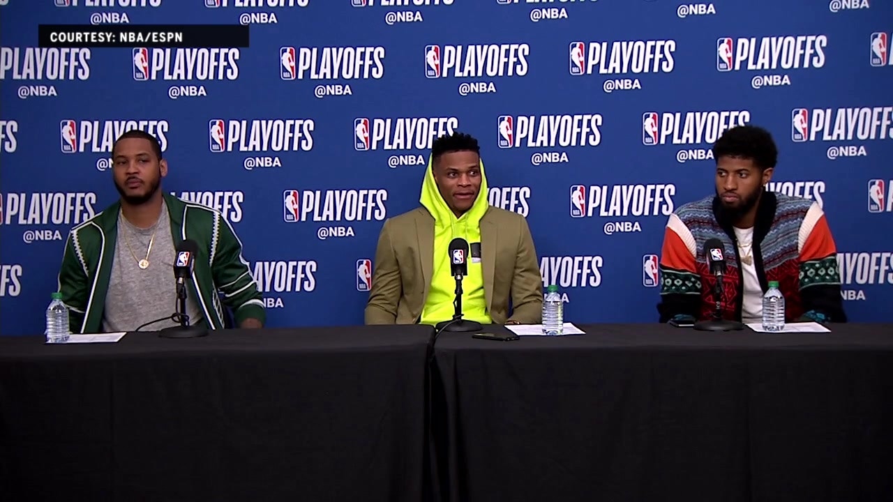 Melo, Westbrook and George Press Conference - Game 3 ' Thunder at Jazz