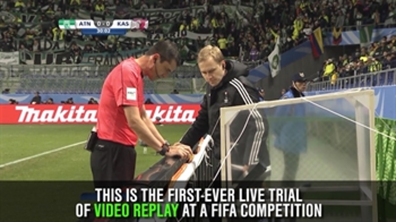 Referee uses video replay to award a penalty kick