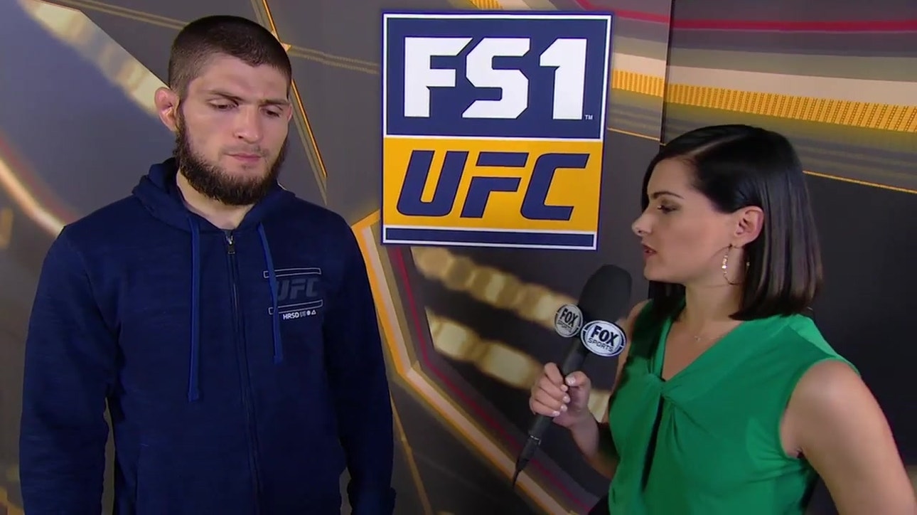 Khabib Nurmagomedov talks with Megan Olivi after UFC 223 weigh-ins ' INTERVIEW ' UFC 223