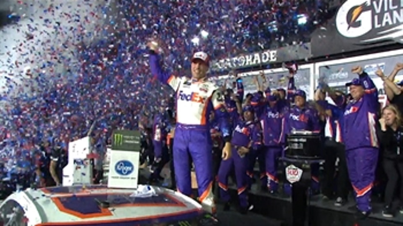 Watch Denny Hamlin celebrate his Daytona 500 victory
