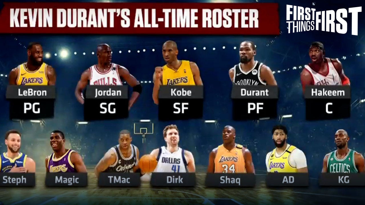 Nick Wright responds to Kevin Durant's All-Time NBA roster with his own ' FIRST THINGS FIRST