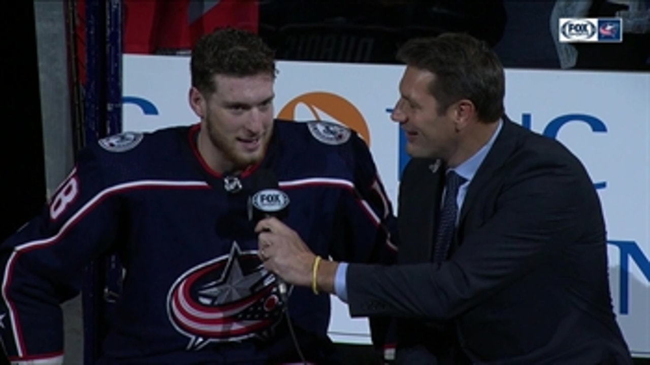 Pierre-Luc Dubois talks about his assist to Panarin to win in OT