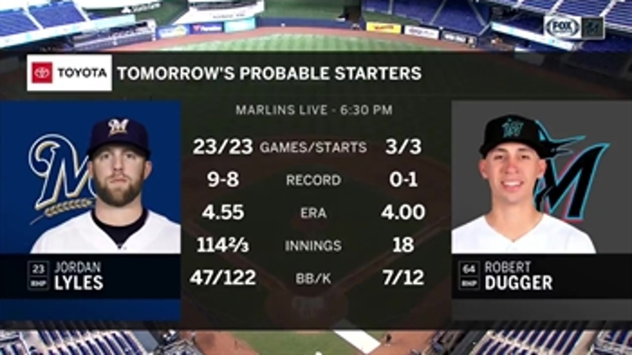 Marlins look to build off explosive win as Brewers come to town