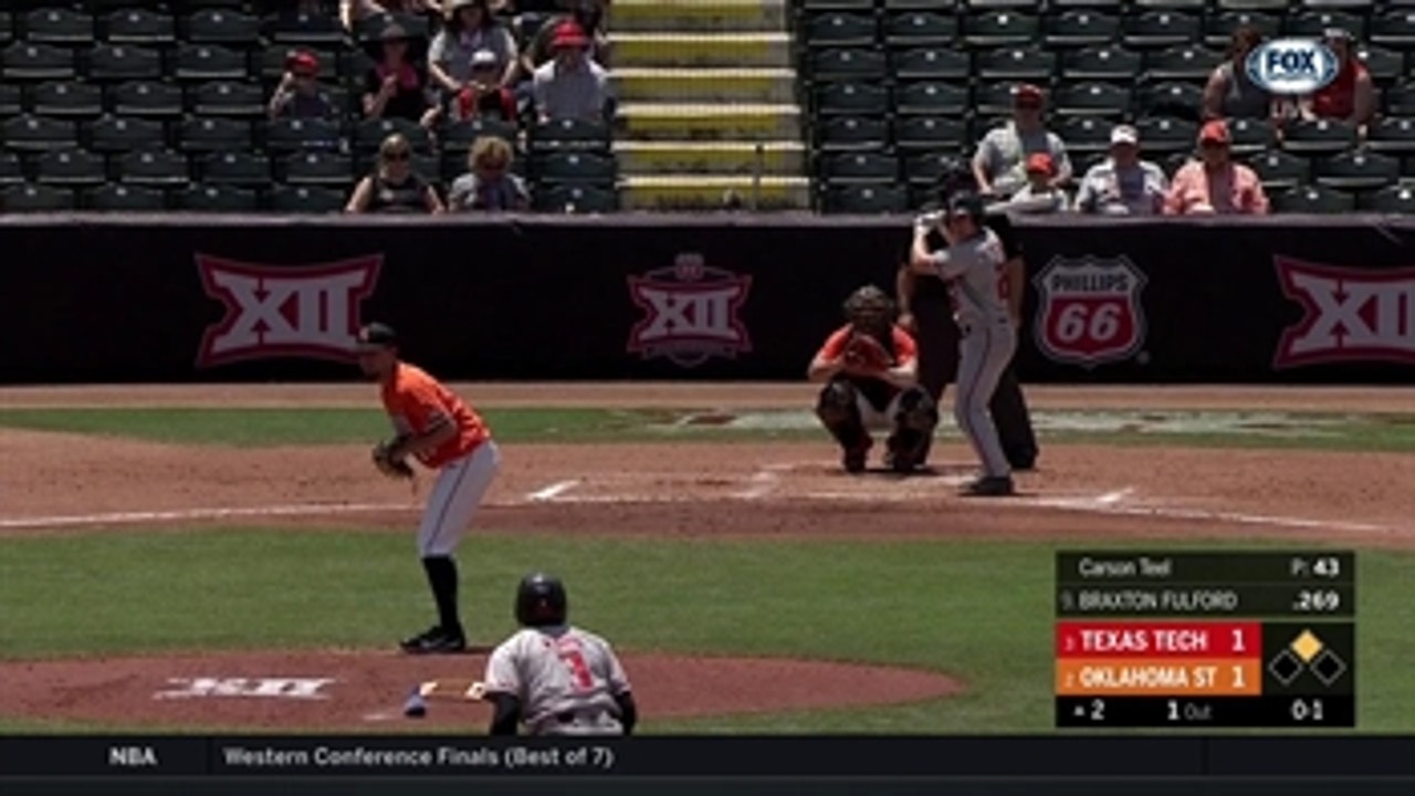 WATCH: OSU's Colin Simpson throws out Tech's Michael Davis at 3rd ' Big 12 Baseball Tournament