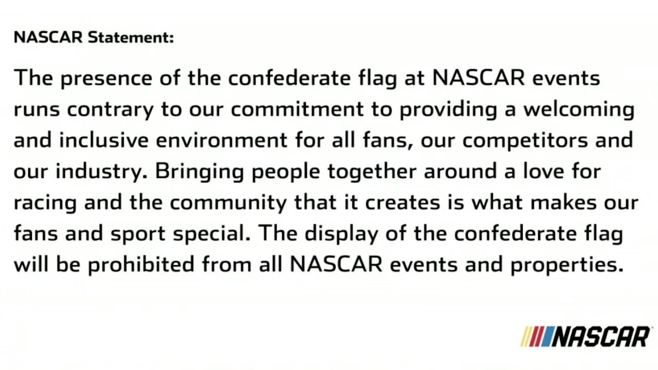 NASCAR officially banning Confederate flag at NASCAR events and properties