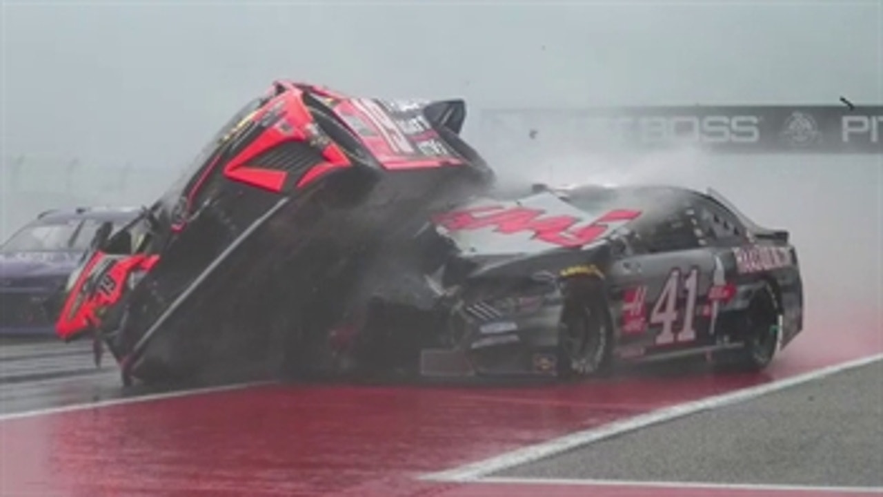 Cole Custer's car bursts into flames after BIG wreck at COTA