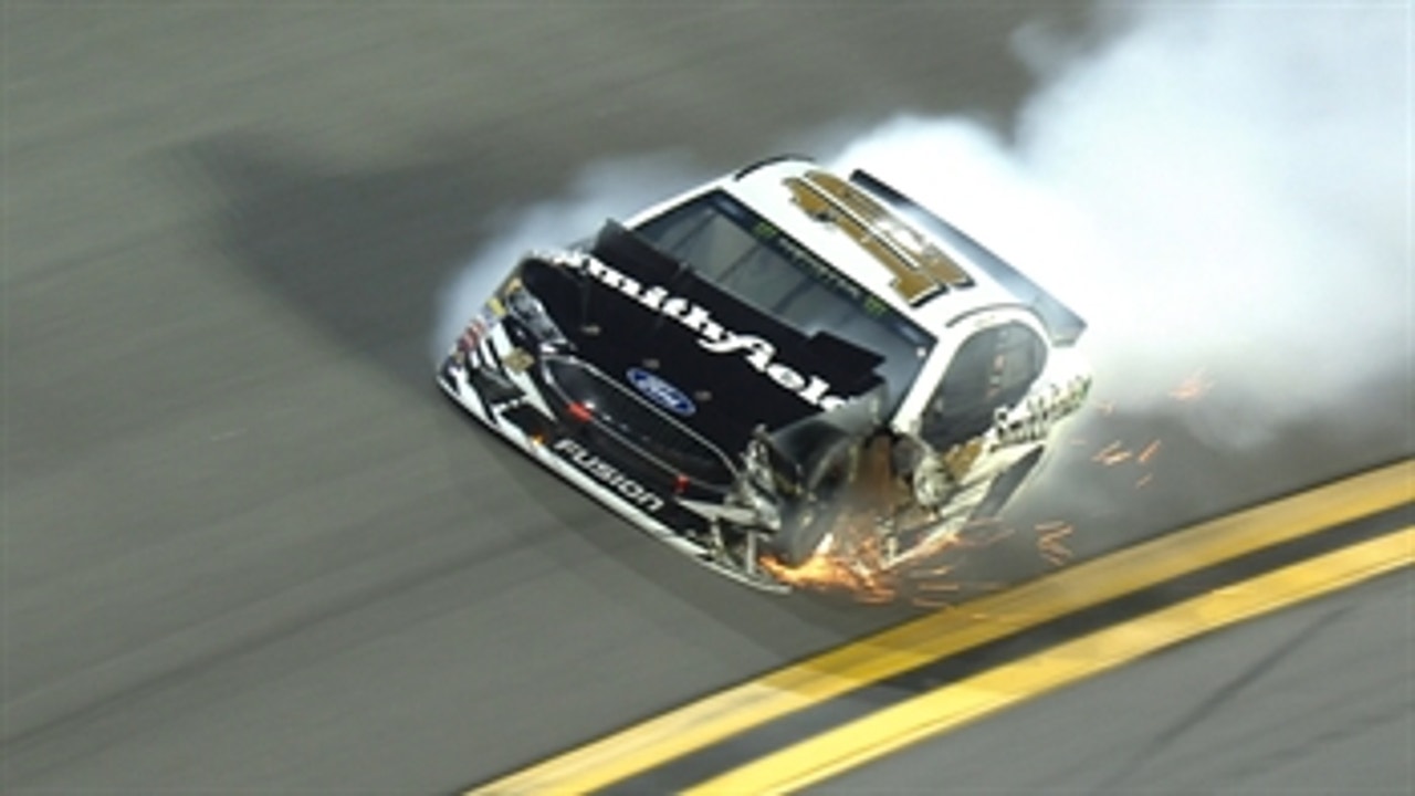 Aric Almirola taken out early in Duel #1 after hard wreck with Jimmie Johnson