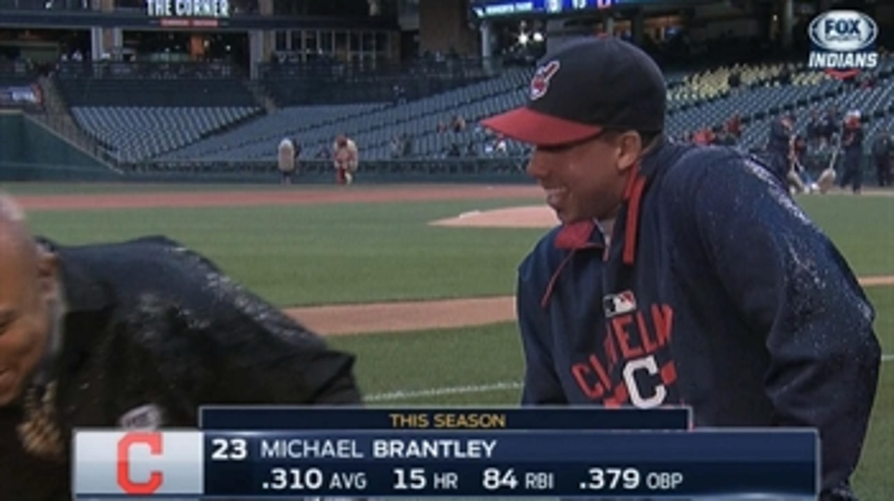 WATCH: Andre and Michael Brantley get drenched with squirt guns during interview
