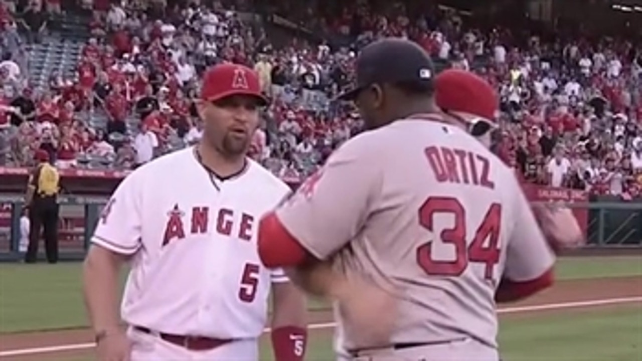 Trout, Pujols honor David Ortiz with pregame painting