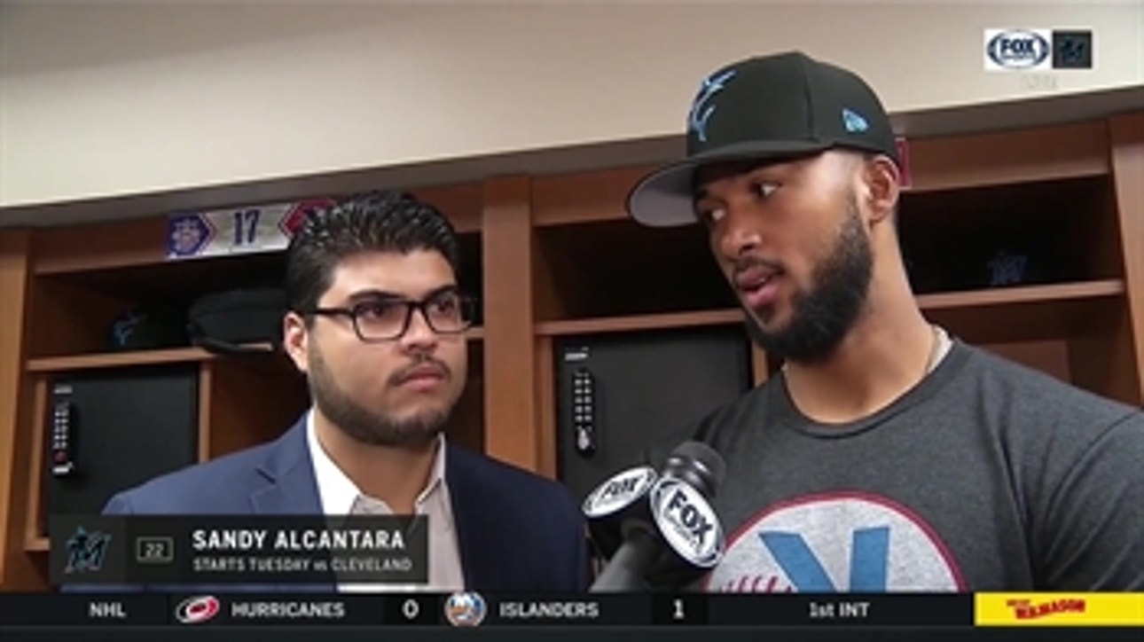 Sandy Alcantara talks about his focus for Tuesday's matchup against Cleveland