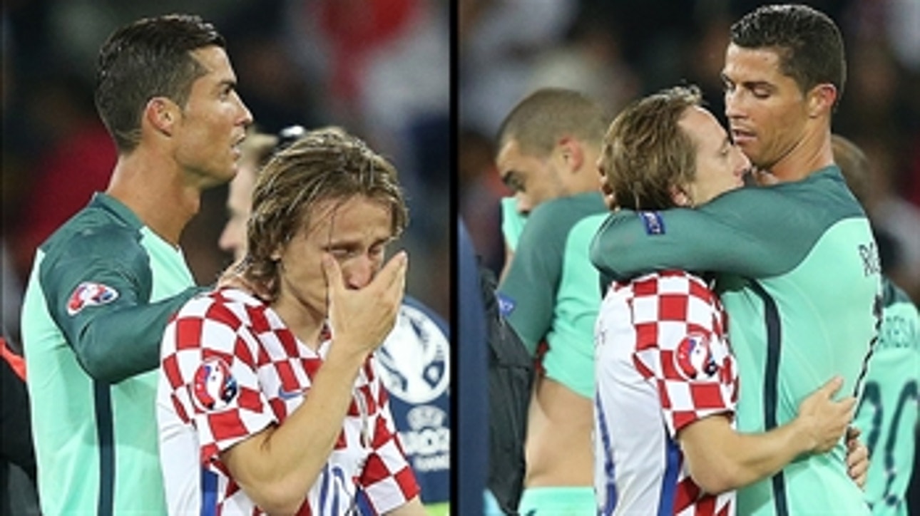 Cristiano Ronaldo consoles Luka Modric after Portugal knocks Croatia out of Euros