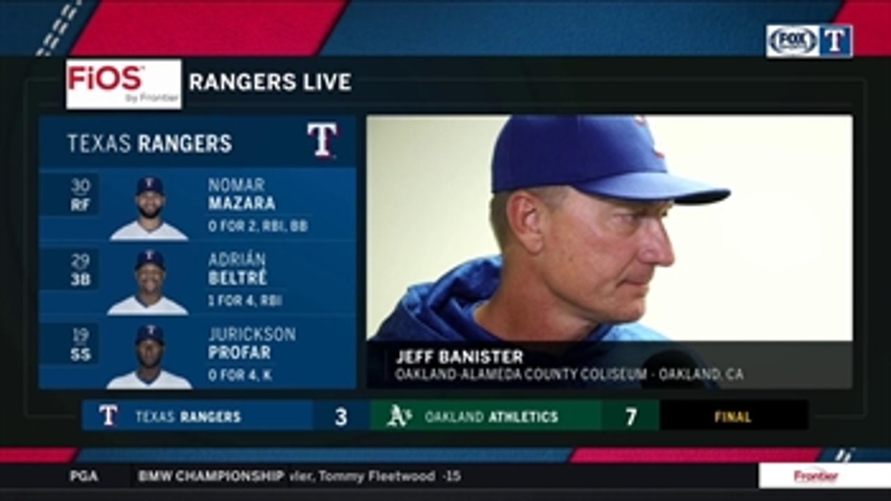Jeff Banister talks pitching, Opener Role in loss to Oakland