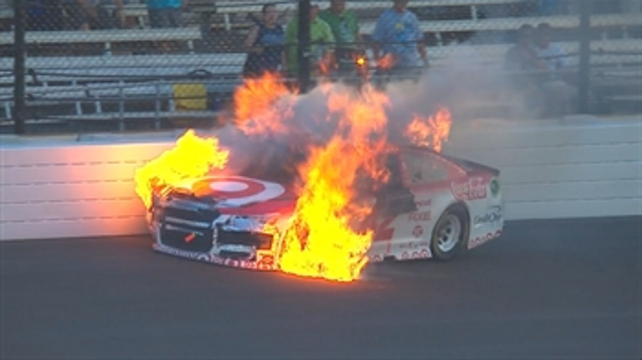 Kyle Larson bursts into flames after hitting the wall ' 2017 BRICKYARD 400
